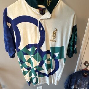 VINTAGE 1996 ATLANTA OLYMPICS POLO SIZE MENS SMALL BLUE/GREEN/WHITE